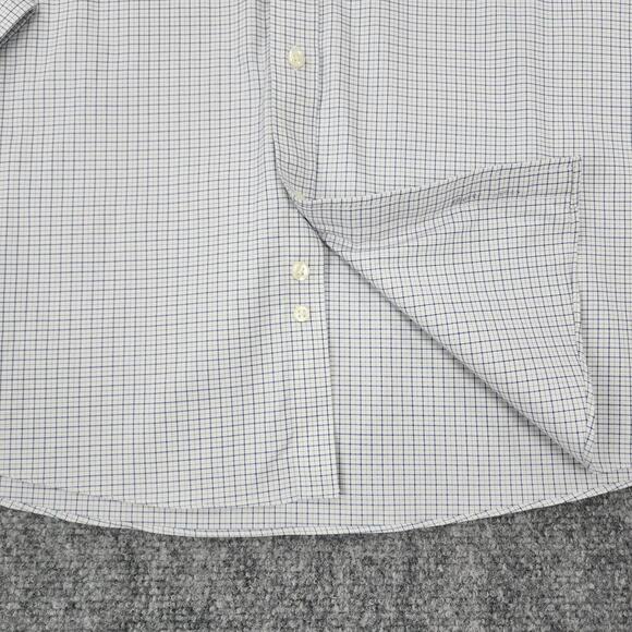 Brooks Brothers Shirt Mens 16 Blue White Check Milano Long Sleeve Button Down - Picture 13 of 15